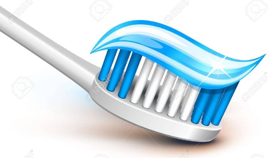 14759219 Spazzolino da denti con dentifricio gel blu Archivio Fotografico